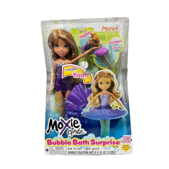 NEW Moxie Girlz MGA Monet With Dog Fish Bubble Bath Surprise Doll Purple 2014 - Picture 1 of 6